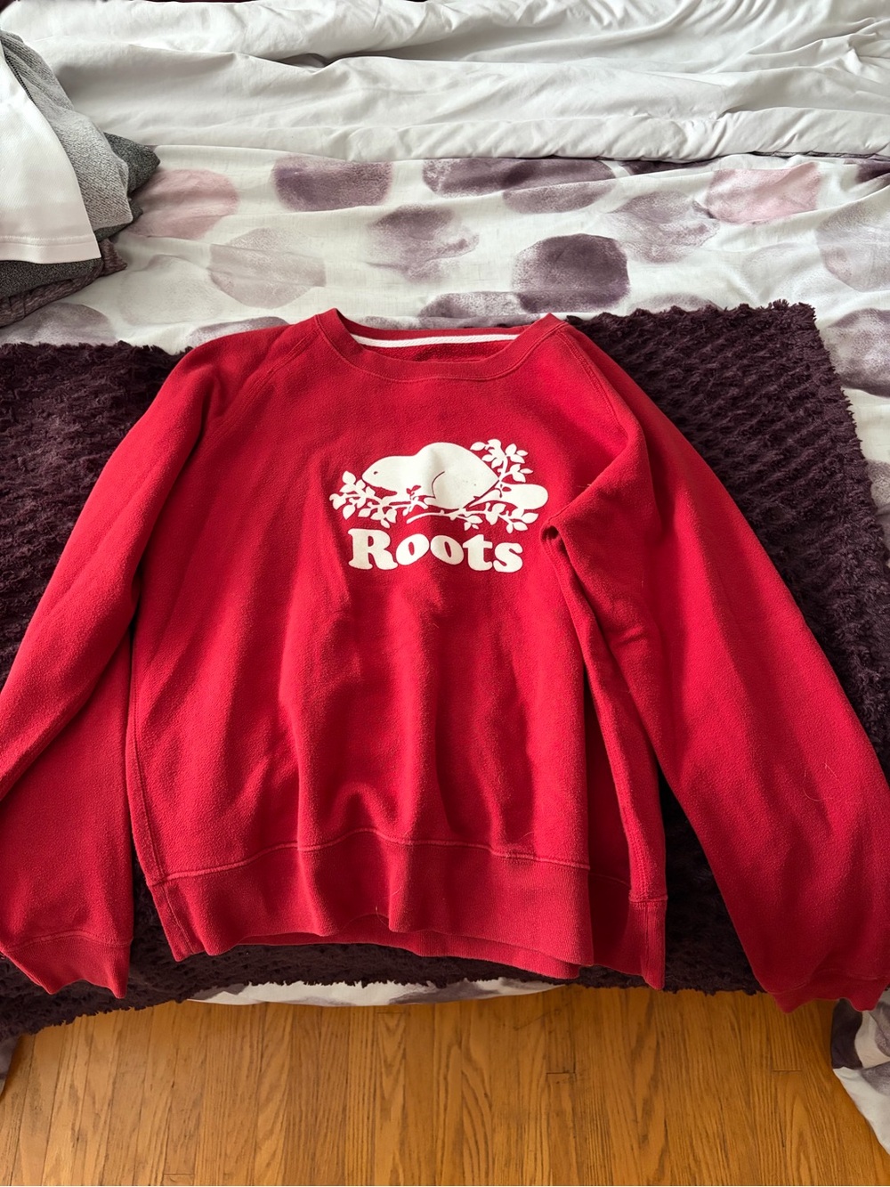 Roots Red Crew Sweatshirt with White Logo